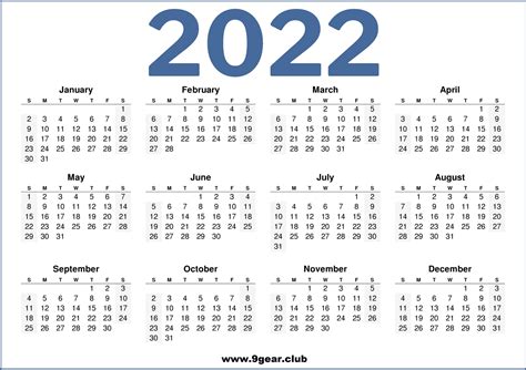 2022 Calendar Printable US Blue White – Printable Calendars Free