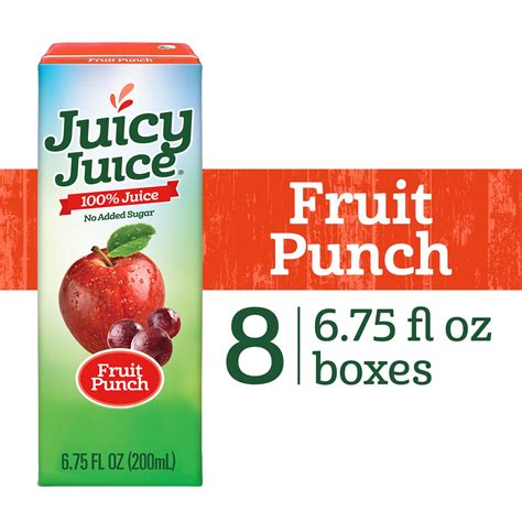 Juicy Juice 100% Juice, Fruit Punch, 8 Count, 6.75 FL OZ Juice Boxes ...