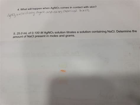 Solved 4. What will happen when AgNO3 comes in contact with | Chegg.com