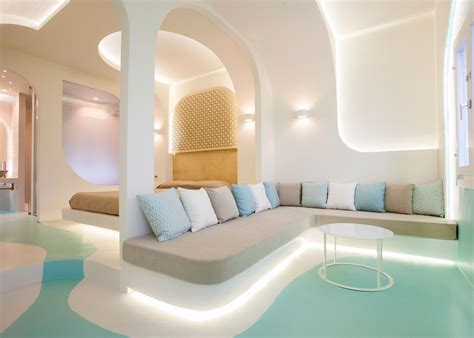 KLab decks out Santorini hotel in smooth curves | Interior design, Interior, Santorini hotels