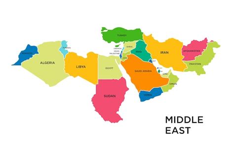 Premium Vector | Middle east country map vector