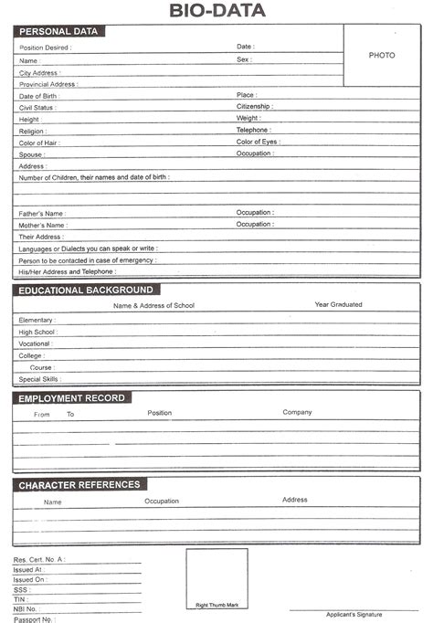 blank biodata form download - Google Search | Biodata format, Resume ...