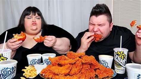 Massive Fried Chicken Feast with Hungry Fat Chick • MUKBANG - YouTube