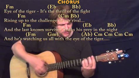 Eye of the Tiger (Survivor) Strum Guitar Cover Lesson in Cm with Chords ...