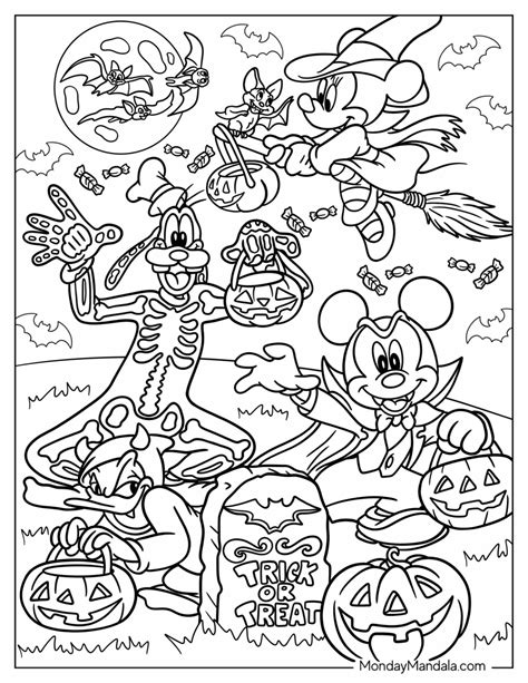 Mickey Mouse And Minnie Mouse Halloween Coloring Pages