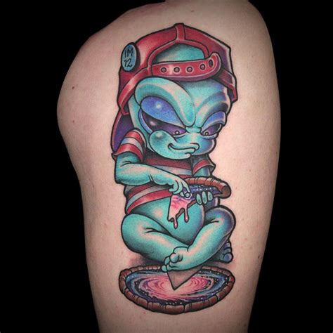 Alien And Pizza Tattoo by Creepy Jason in 2022 | Alien tattoo, Ink ...