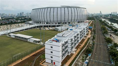 Aerial view. Construction of new football stadium for upcomming ...