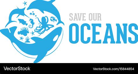 Save our ocean style design logo Royalty Free Vector Image