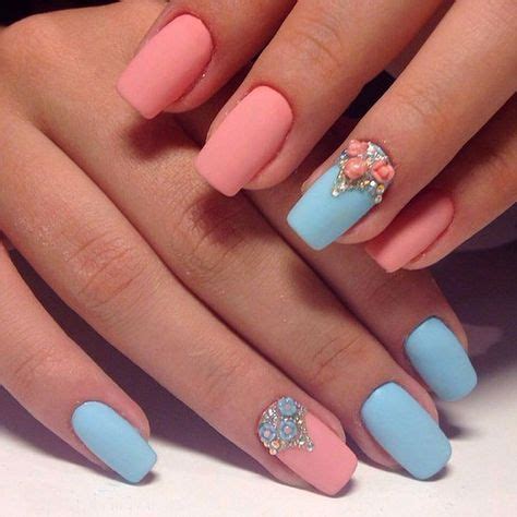 Two-colors Nail Design | Nails design with rhinestones, Two color nails, Nail designs