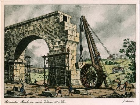 Roman construction crane, after Vitruvius, 30 BC. | Ancient rome, Roman ...