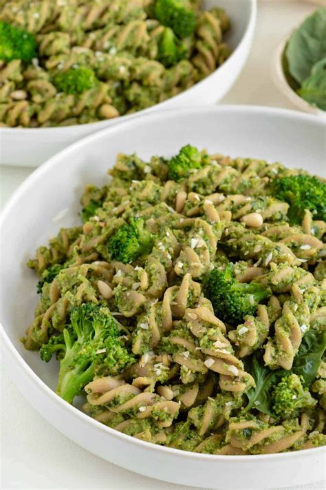 Vegan broccoli pesto pasta is flavorful, healthy, and easy! It's a light and fresh recipe made ...