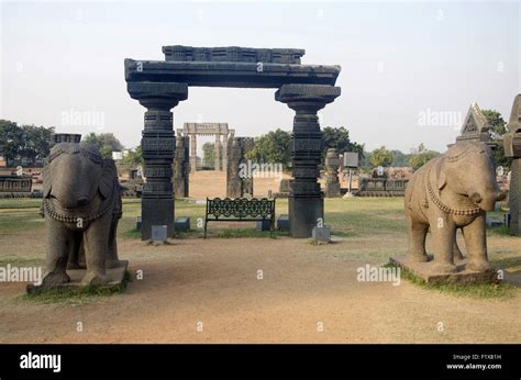 Ruins, Temple complex, Warangal fort, Warangal, Telangana, India Stock ...