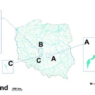 Map of reservoirs: A-Sulejów (Pilica River catchment), B-Jeziorsko and ...