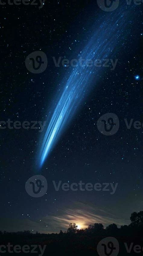 A brilliant blue comet illuminating the night sky AI Generated 31227140 ...