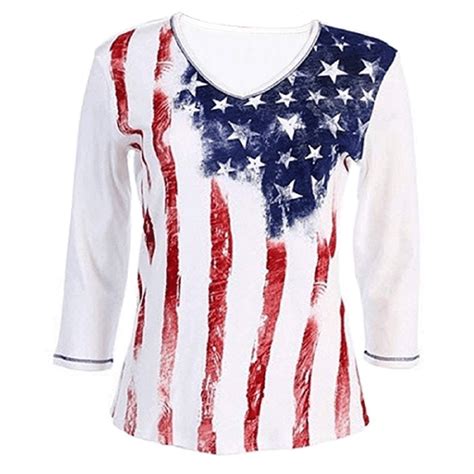 American Summer Ladies Patriotic Shirt With Stars and Stripes - Walmart.com