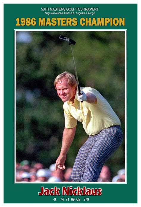 Jack Nicklaus 1986 Masters Golf Champion 13x19 | Etsy