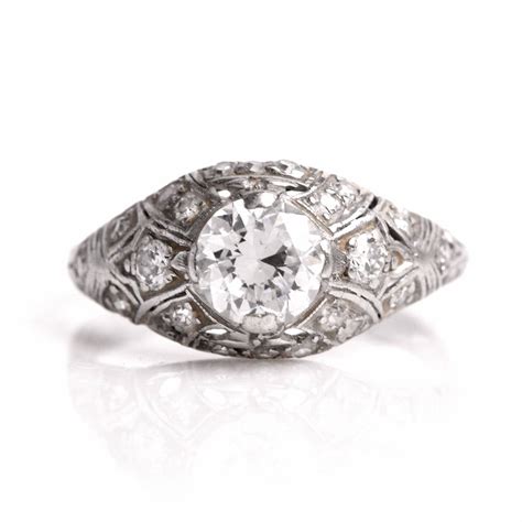 Antique Diamond Platinum Filigree Engagement Ring at 1stDibs | antique ...