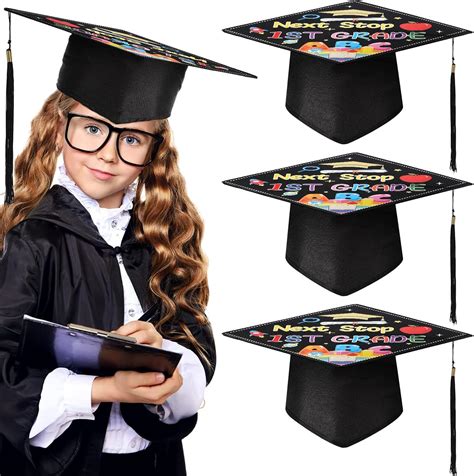 Amazon.com: SUNKIM 4Pcs Graduation Cap Next Stop First Grade Graduation Caps with Tassel Grad ...