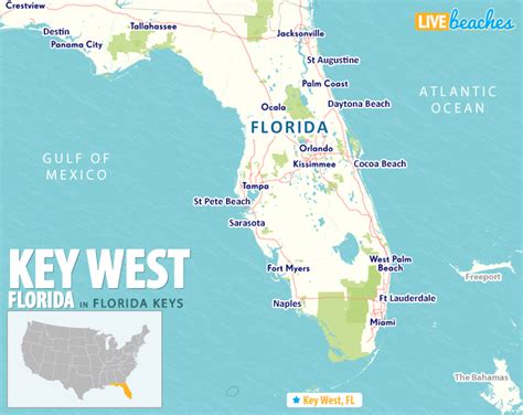 Map of Key West, Florida - Live Beaches