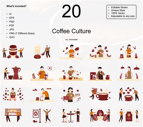 Coffee Culture Illustration Pack - 20 Free Download Food & Drink ...