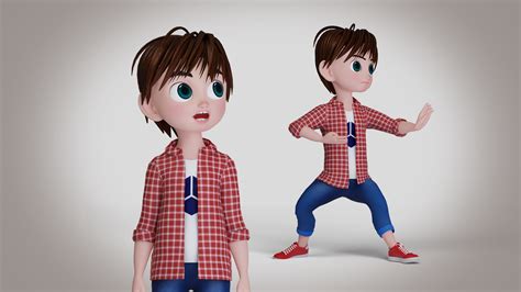 3D Cartoon Boy Shirt Full Rigged In Blender Model - TurboSquid 1902320