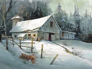 Winter Barn Painting at PaintingValley.com | Explore collection of Winter Barn Painting