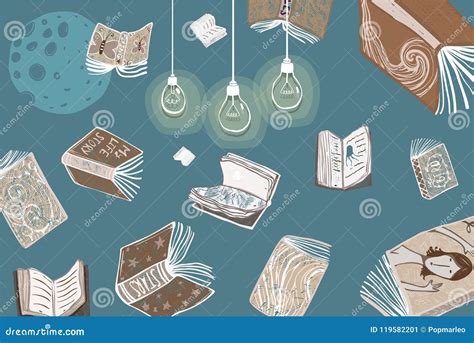 Books Literature Background Design Stock Vector - Illustration of blue, outline: 119582201