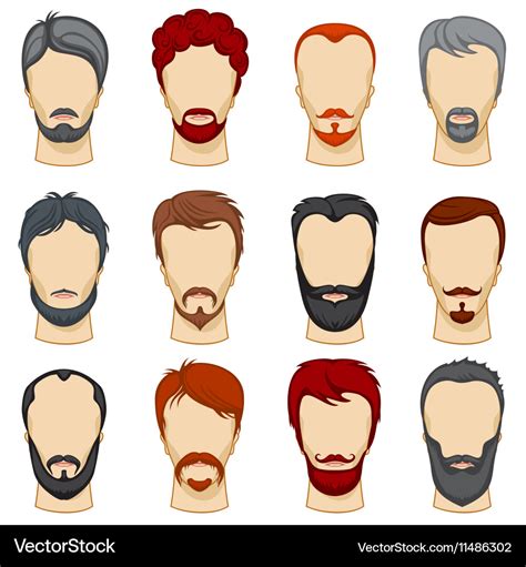 Man cartoon hairstyles collection Royalty Free Vector Image