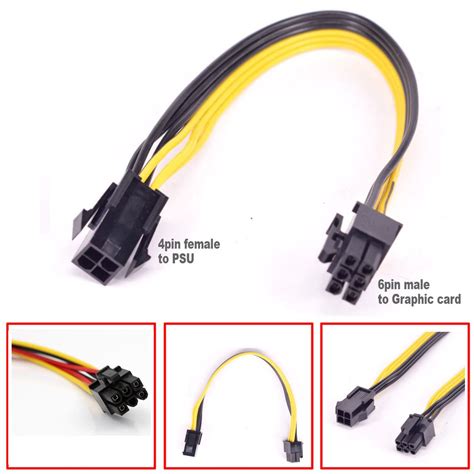 PCIe ATX 4Pin Female to 6Pin Power supply Cable Adapter Converter P4 GPU Graphic Card EPS 22cm 4 ...