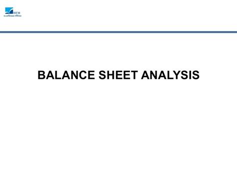 Balance sheet analysis