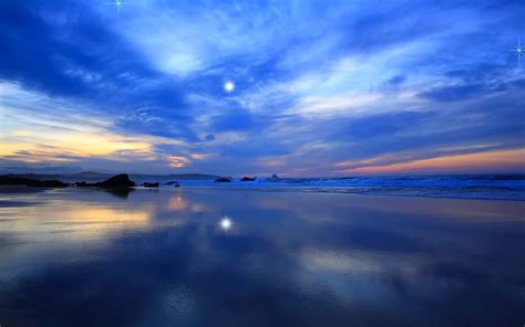 Download Sunset Blue Sea Nature Ocean HD Wallpaper