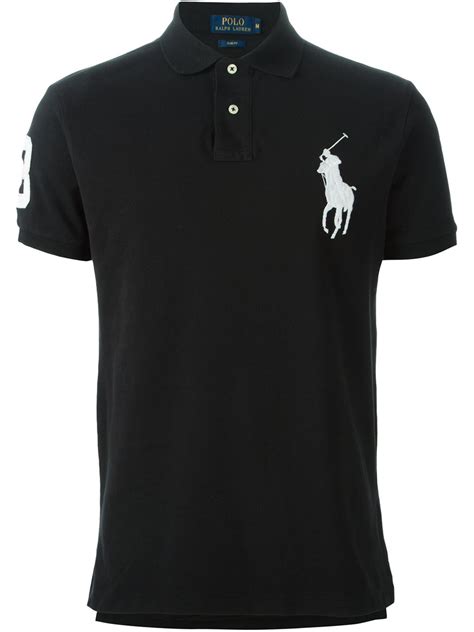 Polo Ralph Lauren Cotton Logo Embroidered Polo Shirt in Black for Men - Lyst