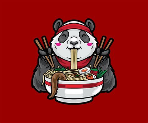 Cute Panda Eating Ramen, Funny Panda Eating Noodles Digital Art by ...