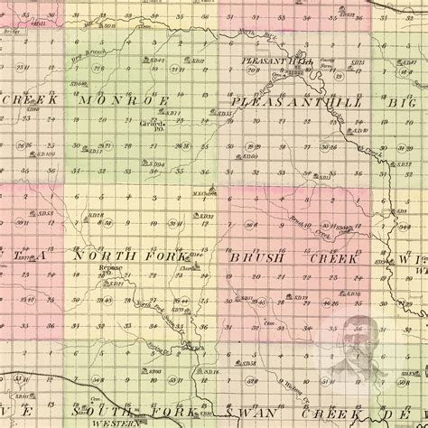 Saline County Nebraska Vintage Map From 1885 Old County Map | Etsy ...