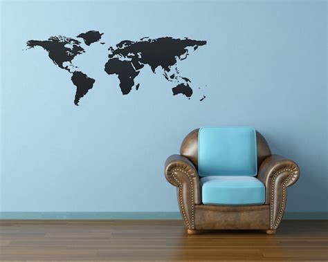 World Map Wall Decal world map wall art world map wall decal | Etsy