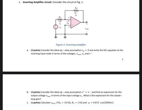 Solved 1. Inverting Amplifier circuit: Consider the circuit | Chegg.com