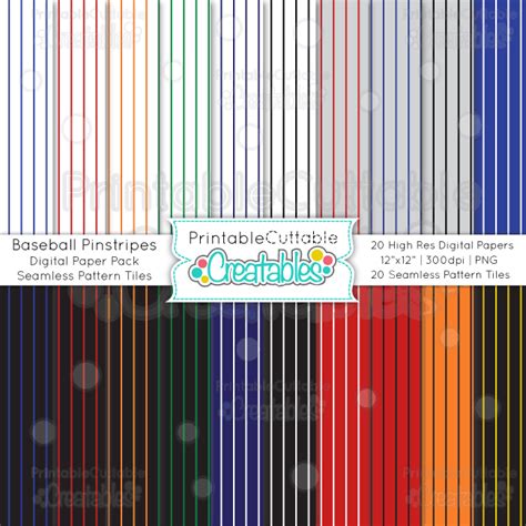 Baseball Pinstripes Free Digital Paper Pack & Seamless Patterns