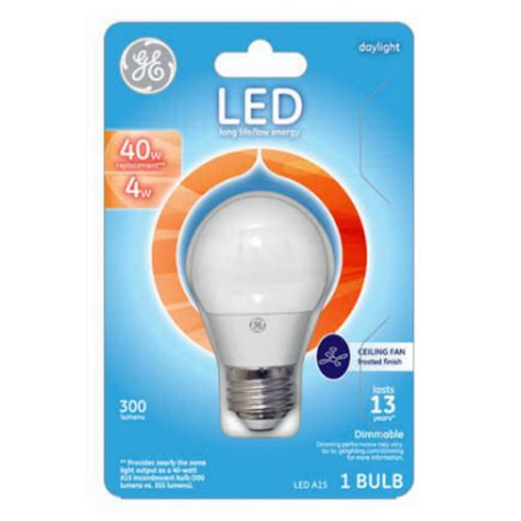 GE LED 4W (40W Equivalent) Daylight Color, A15 Ceiling Fan Light Bulbs ...