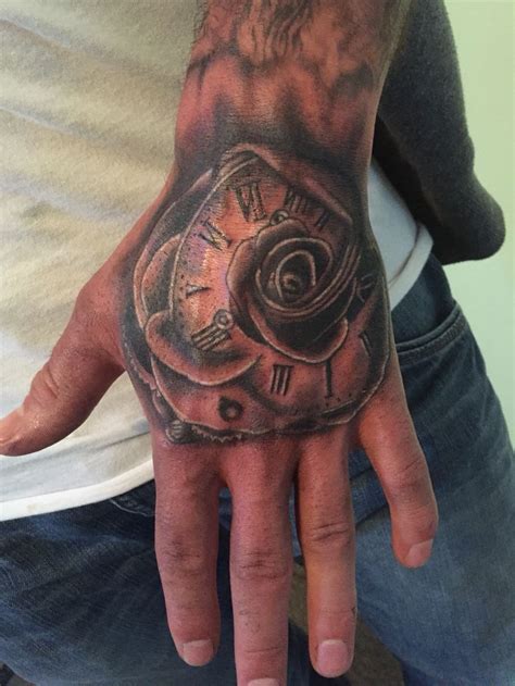 Rose,clock hand tattoo | Hand tattoos, Hand tattoo images, Tattoos