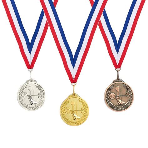 3-Piece Award Medals Set - Metal Olympic Style Archery Gold, Silver, Bronze Medals for Sports ...