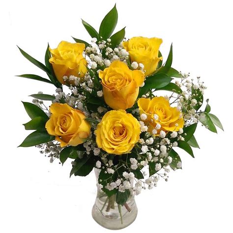 Send 6 Yellow Roses Bouquet - UK Next Day Delivery by Clare Florist