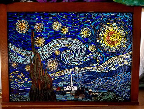 Stained glass mosaic tribute to Vincent Van Gogh's Starry Night, by ...