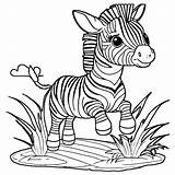 Cute Zebra Coloring Page · Creative Fabrica sketch template