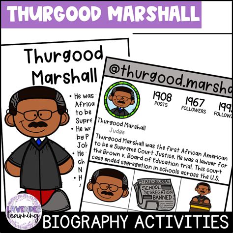 Thurgood Marshall Biography Activities, Flip Book & Report - Black ...