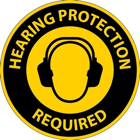 Caution Hearing Protection Required Sign On White Background 11516664 ...