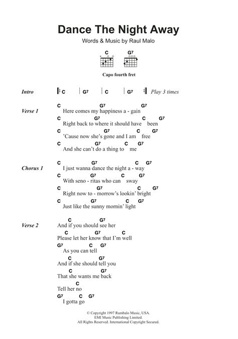 Dance The Night Away by The Mavericks - Guitar Chords/Lyrics - Guitar Instructor