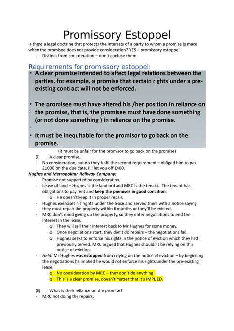 Promissory Estoppel lecture notes - Promissory Estoppel Is there a legal doctrine that protects ...