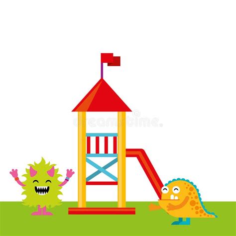 Monster Playing in Playground Stock Illustration - Illustration of ship ...