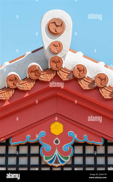 Colorful Shinto Temple architecture at Naha, Okinawa,Japan Stock Photo ...