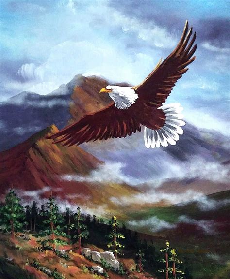 Soaring Eagle Painting by Jacqueline Brodie Welan - Pixels